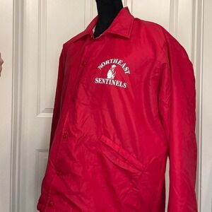 Vintage Northeast Sentinel Red Coach Jacket Sherpa Lined Large
